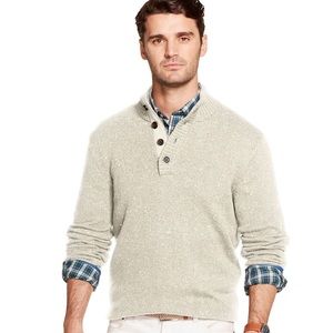 IZOD Classic Fit Mock Neck Button Up Sweater